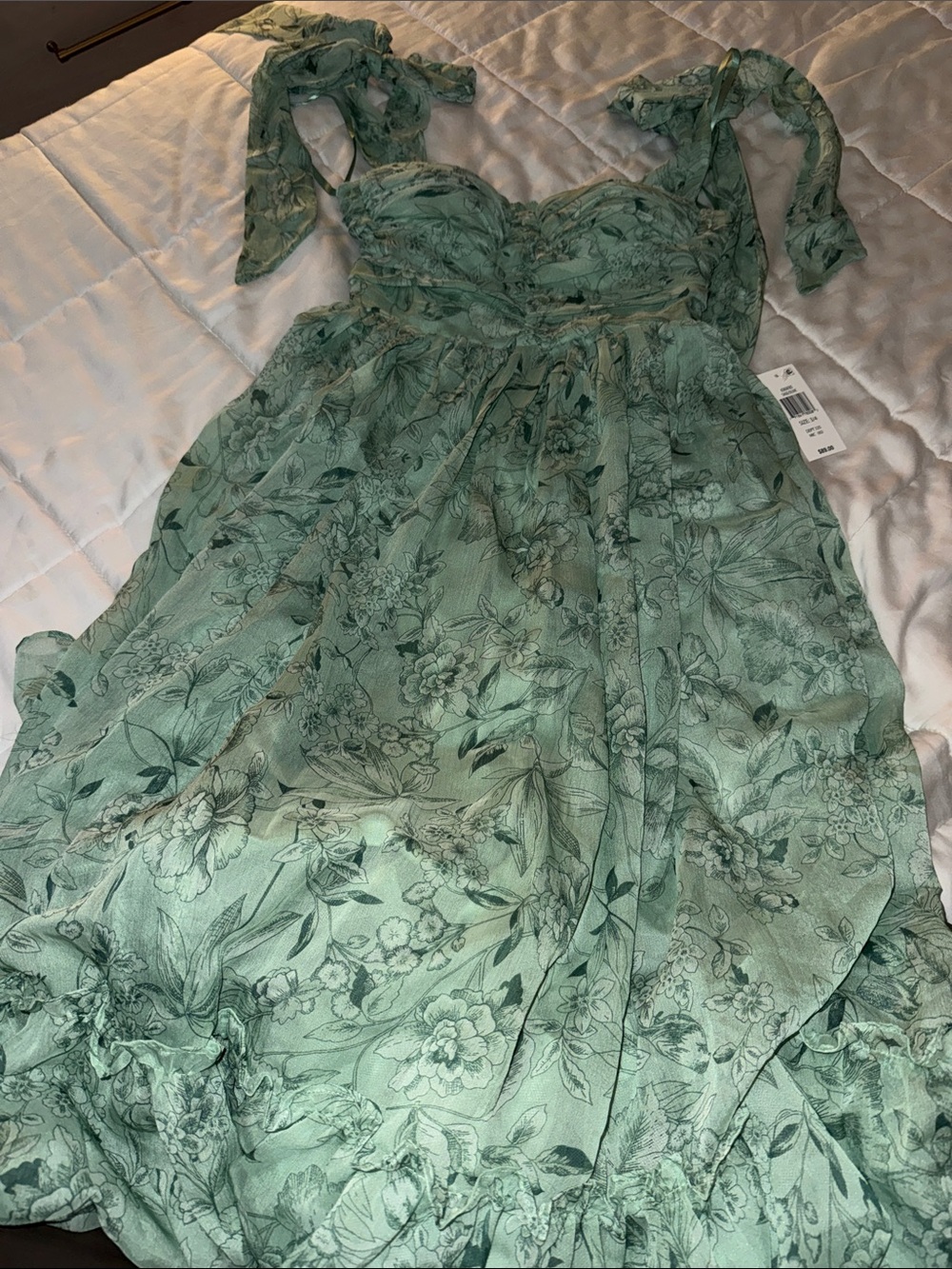 B Darlin Mint Green Floral Strapless Sundress